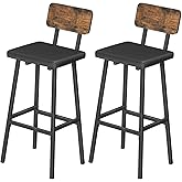 HOOBRO Bar Stools, Bar Chairs Set of 2 PU Upholstered Tall Breakfast Stools, Barstools with Backrest and Footrests, for Kitch