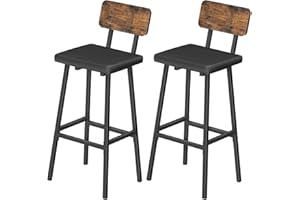 HOOBRO Bar Stools, Bar Chairs Set of 2 PU Upholstered Tall Breakfast Stools, Barstools with Backrest and Footrests, for Kitch