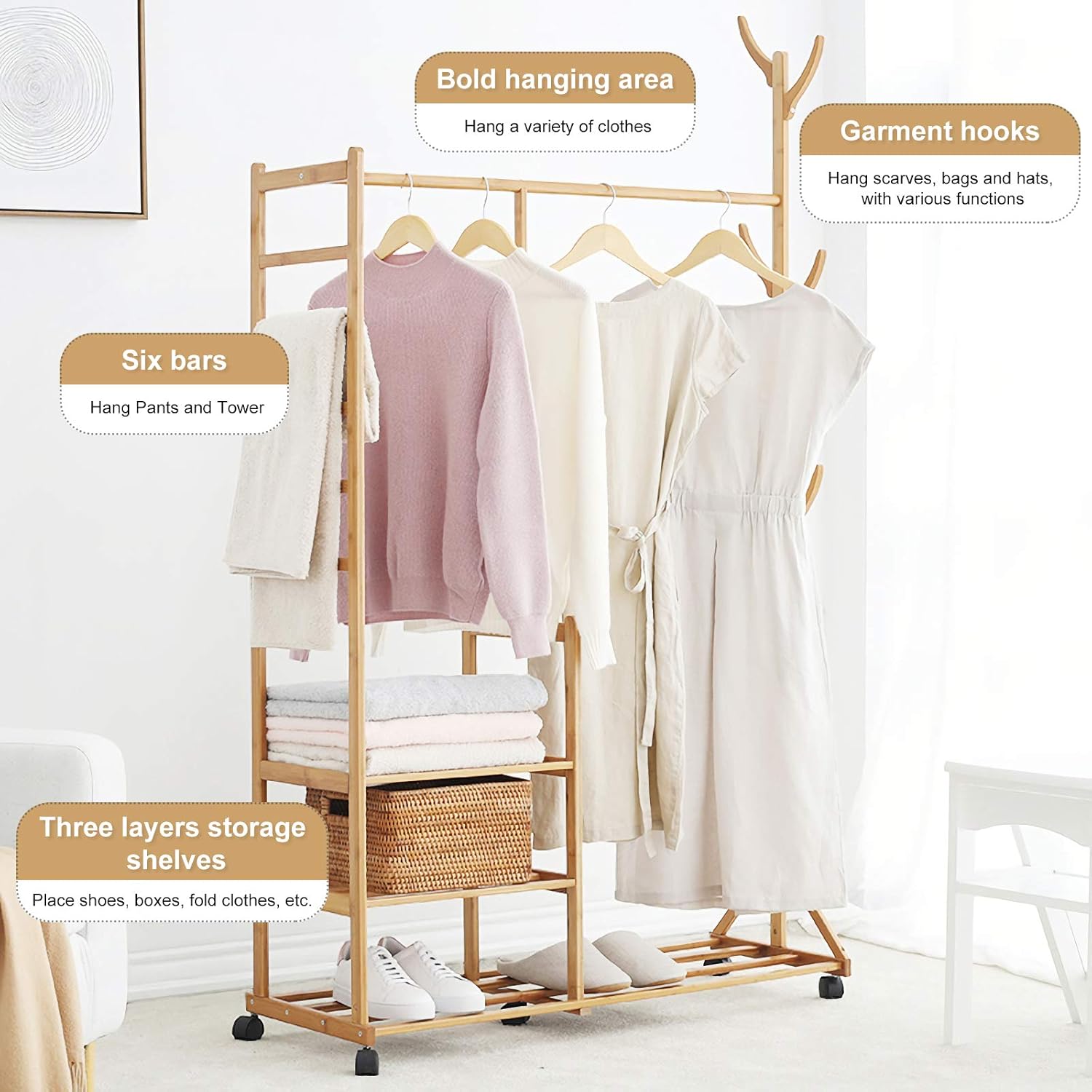 ufine bamboo garment rack
