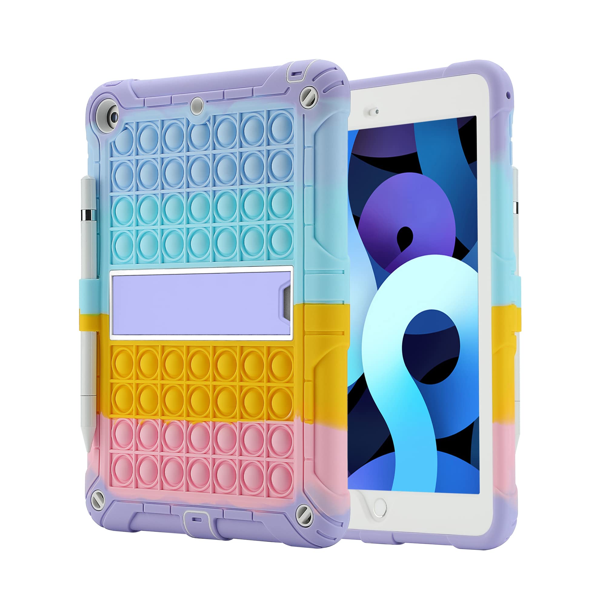 XZC Case for iPad 6th Generation/5th Generation (9.7 inch 2018/2017 Model)/iPad Air 2 Case/iPad Pro 9.7 Case Shockproof Cover with Pencil Holder and Strap (Rainbow 2)