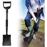 Garden Flat Shovel, 31 inch Small Transfer Shovels Heavy Duty Portable Mini Spade with Curved D-Handle for Gardening, Digging, Camping, Car, Kids Sand Beach Shovels