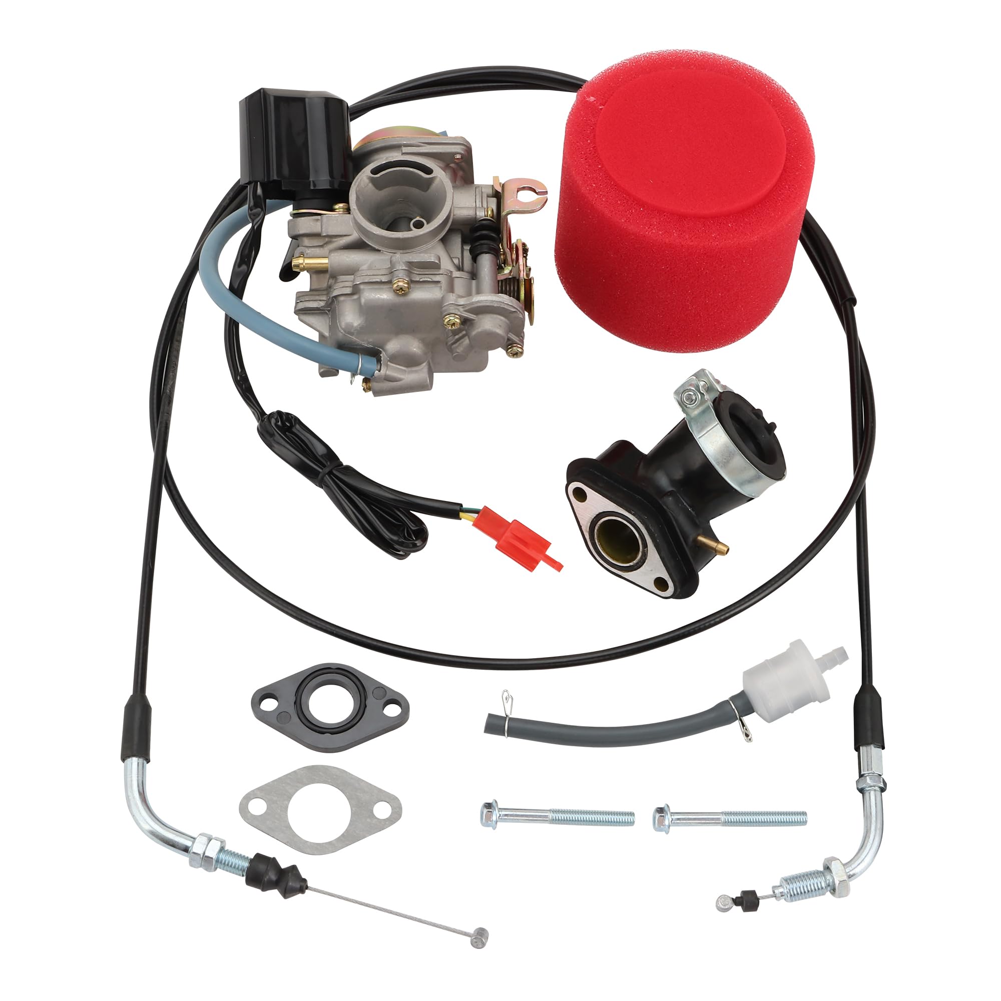 GOOFIT 18mm Carburetor Air Filter Intake Manifold Throttle Cable Replacement for 139QMB 139QMA GY6 4 Stroke 49cc 50cc Engine Scooter Go Karts Moped