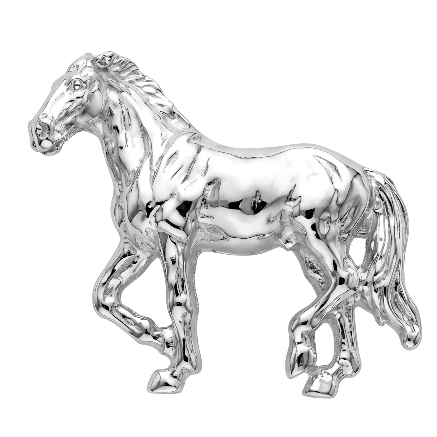 Alexander Castle 925 Sterling Silver Horse Brooch for Women - 34mm x 30mm Silver Brooch Pin with Jewellery Gift Box