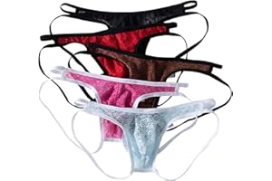 ZC8bdbd Mens Sexy G-Strings Lace Thongs Briefs See Through Underpants Hollow Underwear Low Rise