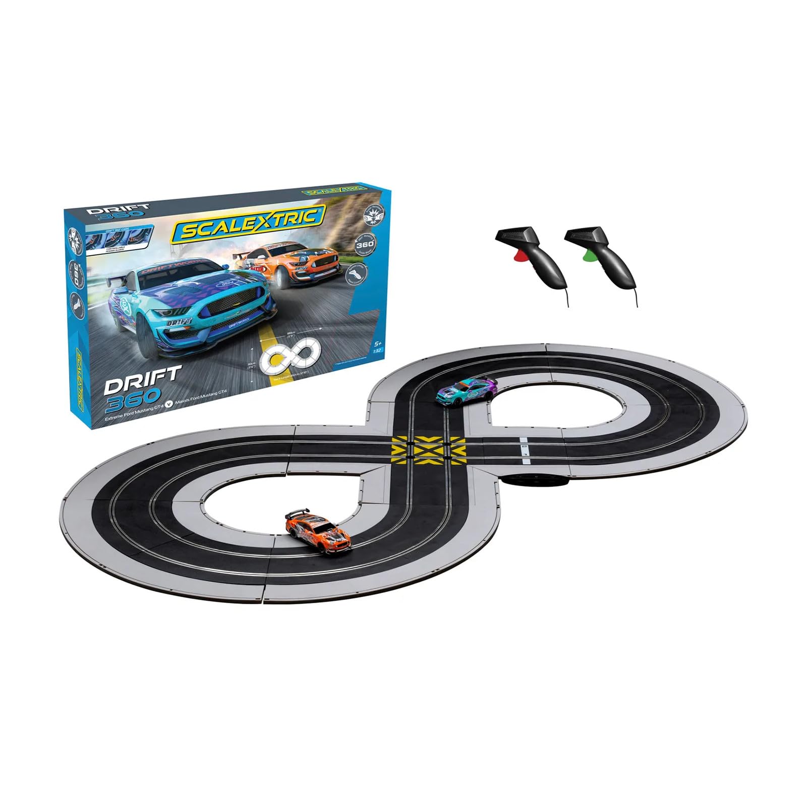 Scalextric Racing Track Sets for Kids - Drift 360 Cars Speed Track - Electric Race Tracks for Boys & Girls 5+, Slot Car Race Tracks - 1:32 Scale Mini Car Racing Sets, Boys Birthday Gifts