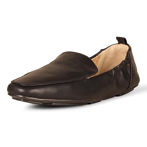 Amazon Essentials Women's Square Toe Soft Slip on Loafer, Black Faux Leather, 7