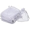 Mudder Organza Gift Bags White Wedding Party Favor Bags Jewelry Pouches Wrap (50 Pack, 4 x 4.72 Inches)