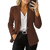 GoMamee Women's Blazers Business Casual Long Sleeve Work Office Suit Jackets Blazer with Pockets Brown, Small