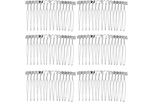 Senkary 10 Pieces Metal Hair Comb Clip Wire Wedding Bridal Veil Combs for Women (15 Teeth, Silver)