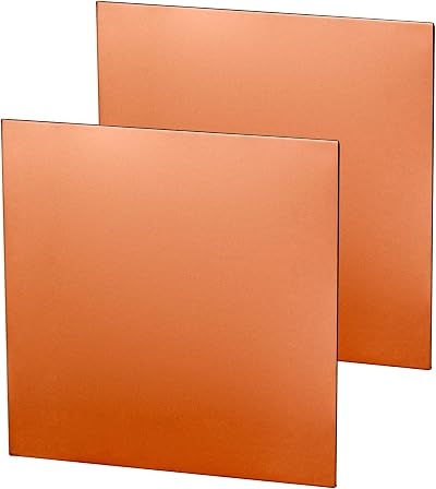 QWORK 2 Pack Copper Sheet 100 x 100 x 1 mm Pure Copper Plate 99.9%