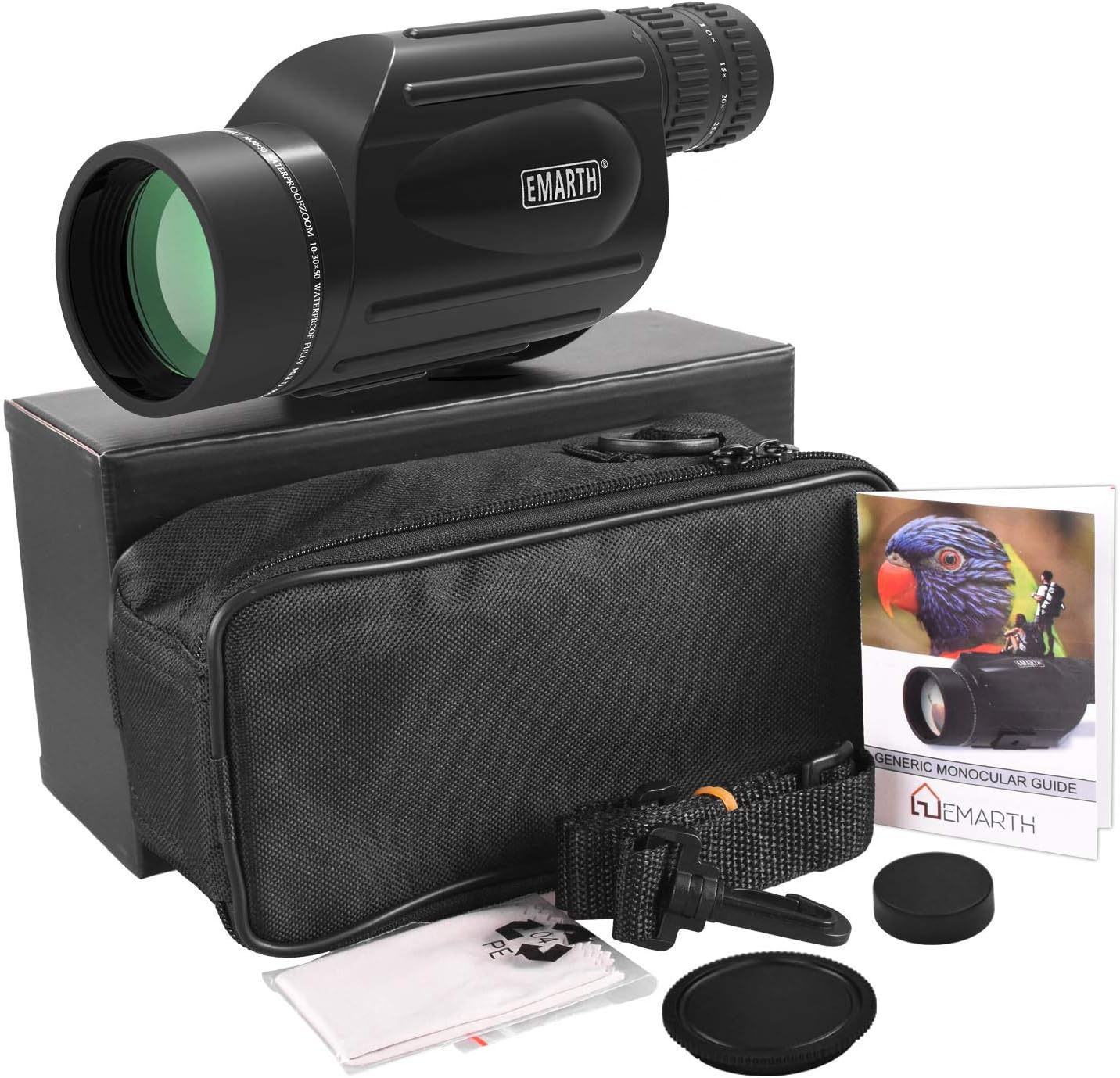 Emarth High Power 10-30X50 Zoom Monocular Telescope BAK4 Prism Waterproof Fog Proof Men Gifts for Bird Watching Camping Hunting Wildlife Traveling : Camera & Photo