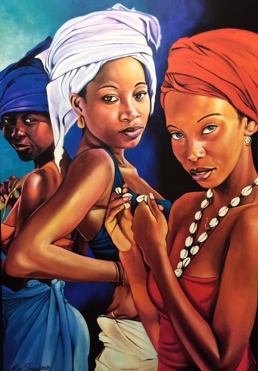 Flowers of Africa II (Ladies) - Alix Beaujour 24x36 Unframed - African American Black Art Print Wall Decor Poster #9J23
