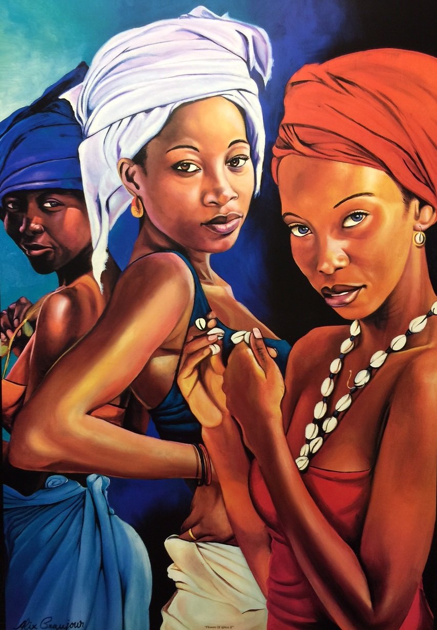 Flowers of Africa II (Ladies) - Alix Beaujour 24x36 Unframed - African American Black Art Print Wall Decor Poster #9J23