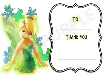 Disney Tinkerbell Thank You For Coming Party Cards Landscape