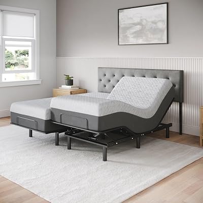 Celestial Aurora Adjustable Bed Base (Frame) + 8 inch Gel Memory Foam Mattress (Firm), Easy Assembly, Head and Foot Lift, Zero Gravity, Memory Positions, CertiPUR-US Bed - Split King