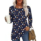 Bestbee Women's Long Sleeve Pleated Shirts Crew Neck Tunic Tops 2024 Fall Tops Casual T-Shirts Dressy Blouses