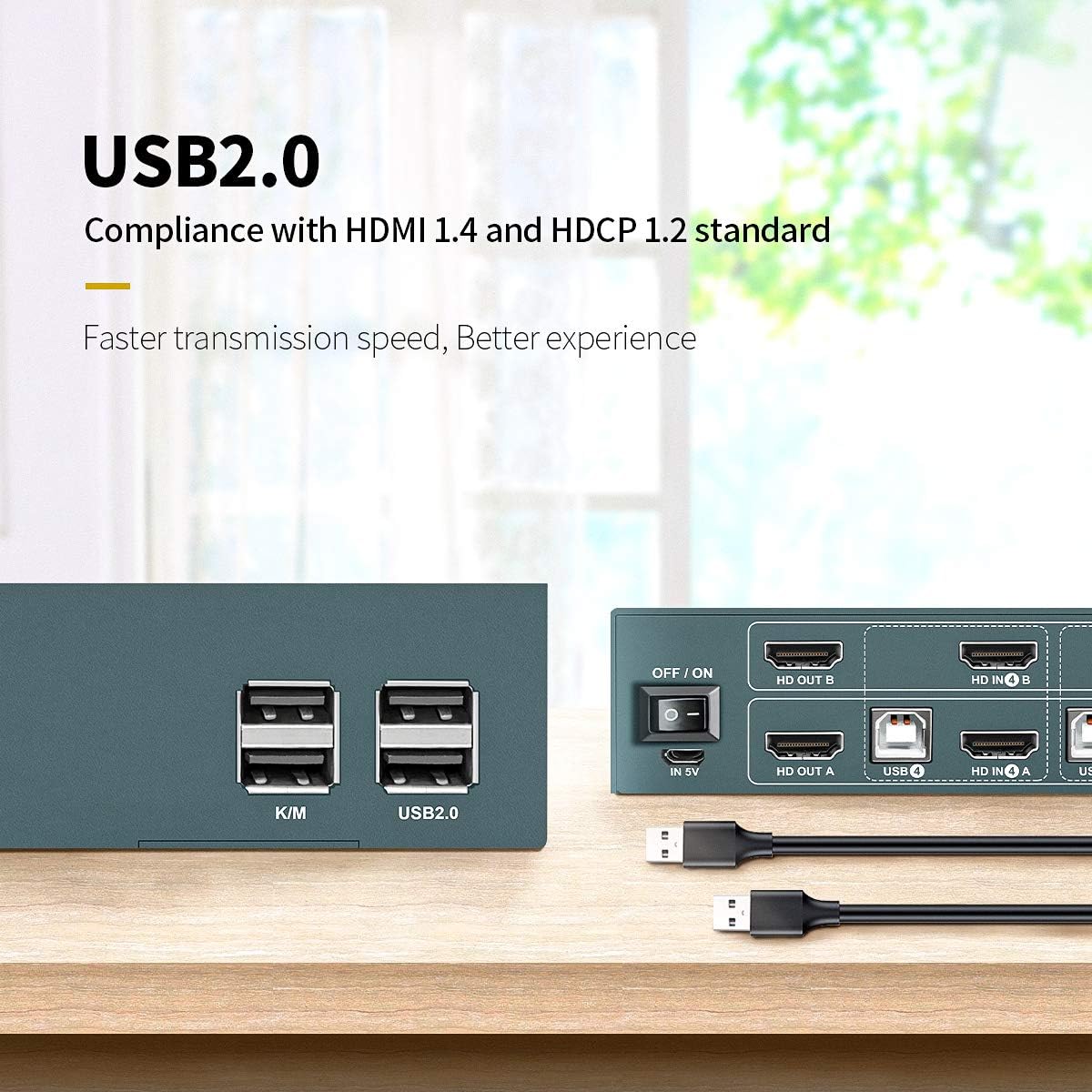 4 Port KVM Switch HDMI Dual Monitor Extended Display, 4K@30Hz 2 USB 2.0 Hub, Wireless Keyboard & Mouse and Hotkey Switch Supported, 4 in 2 Out - Image 5