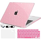 MecBevia for MacBook Pro 14 inch Case M5 M4 M3 M2 A3434 A3112 A3401 A3185 A2918 A2992 A2779 M1 A2442 Pro Max Chip (Released 2025 to 2021), Hard Shell Cover for MacBook Pro 14", Sparkly Pink