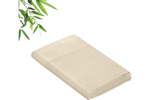 Royale Linens Bamboo Viscose King Flat Sheets Only - Cooling Sheets - Organic Viscose Derived from Bamboo - King Size Flat Sheet Only - Top Sheet - Breathable & Silky Bedding (King, Sand)