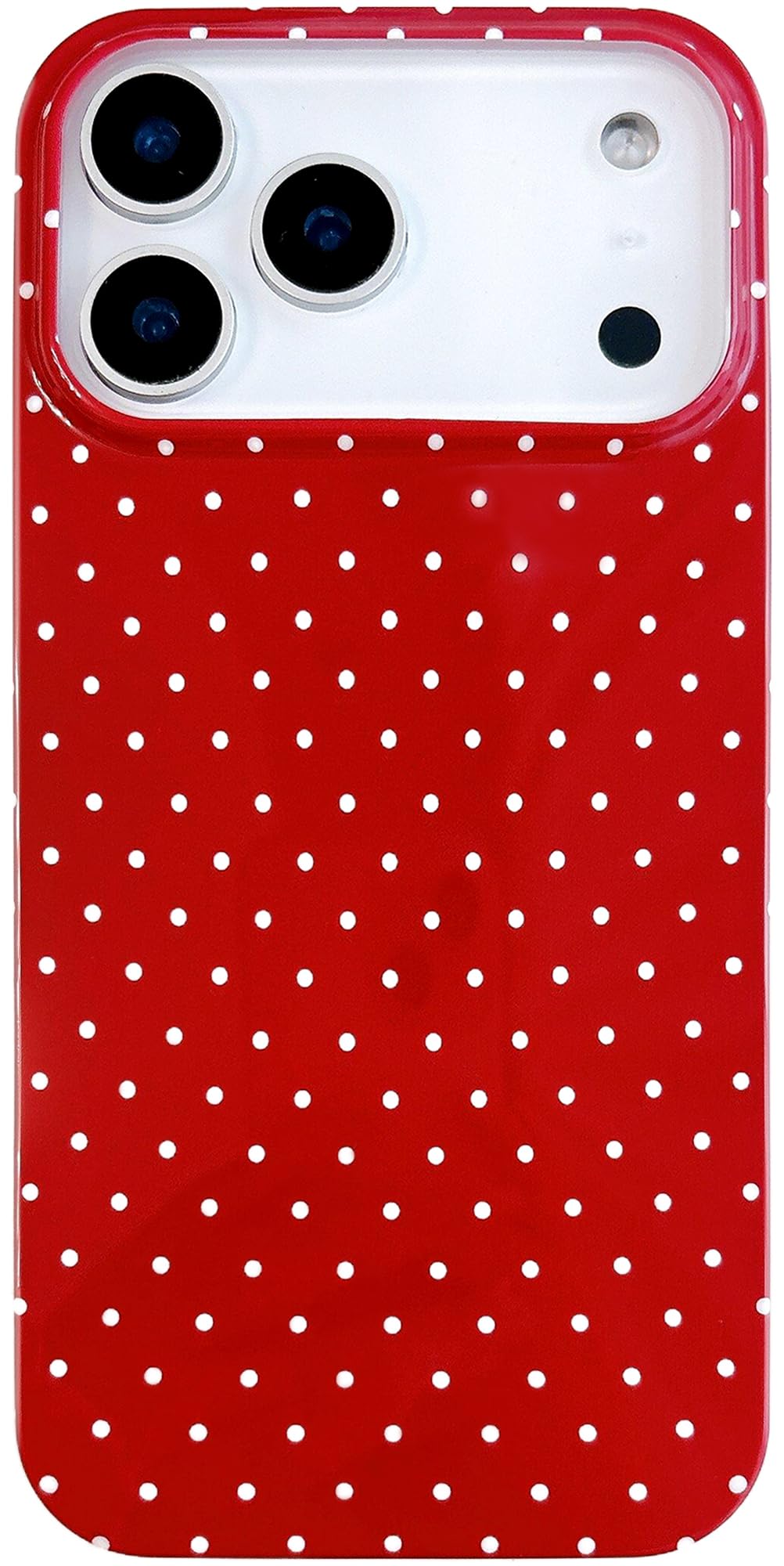 Qokey Compatible with iPhone 17 Pro Max Case, White Polka Dot TPU Glossy Case, Cute Simple Aesthetics Design for Girls Women, Lightweight Soft Slim Protection Fashionable Cover - Wine Red