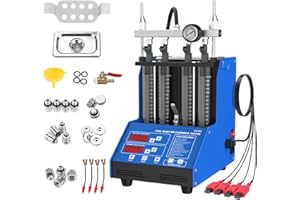 KAISAL Fuel Injector Cleaner Tester Kit Ultrasonic Injector Cleaner Machine 9 Test Modes Fuel Injector Tester Cleaner 4 Cylinder Fuel System Injection Cleaning Tool Kit for 5V & 12V Motorcycle Car Injectors