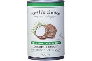 Earth's Choice - Organic Coconut Cream (20% Fat), Gluten Free, Dairy Free, Lactose Free, Kosher, 12 Count of 400ml