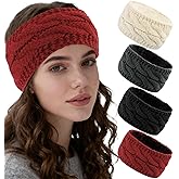 Aushamtai 4 Pack Winter Headbands for Women: Ear Warmers for Women Ear Muffs Thick Headbands, Gifts for People Who are Always Cold Valentine's Day Gifts