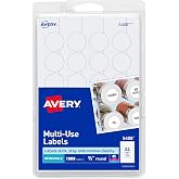 Avery&reg; Removable Print or Write Labels for Laser and Inkjet Printers, 0.75 Inches, Round, Pack of 1008 (5408)