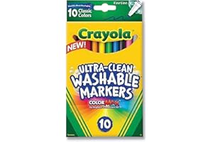Crayola Ultra-Clean Washable Markers, Fine Line Multicolor, 10 Count