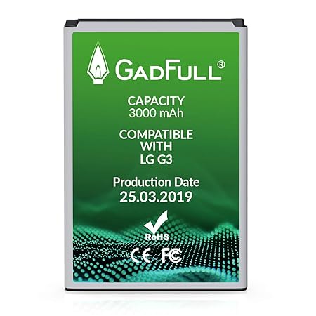 GadFull Akku kompatible mit LG G3 | 2019 Baujahr | Entspricht dem original BL-53YH | Lithium-Ionen-Akku Kompatible mit LG G3 