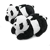 Onmygogo Indoor Fuzzy Winter Animal Panda and Cow Plush Slippers for Adult Women Men Boys Girls Kids