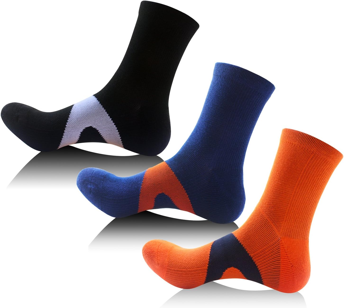 Neacom mens athletic compression socks crew running ankle support on show 3 Pairs