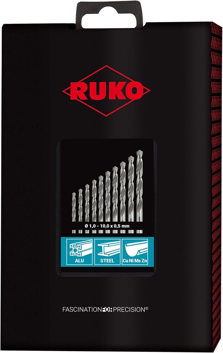 RUKO HSS-G Twist Drill Bit Set in Plastic Case, DIN 338, Type N, Bright Finish, 19 Pieces, R214214RO, multi-coloured - Image 3