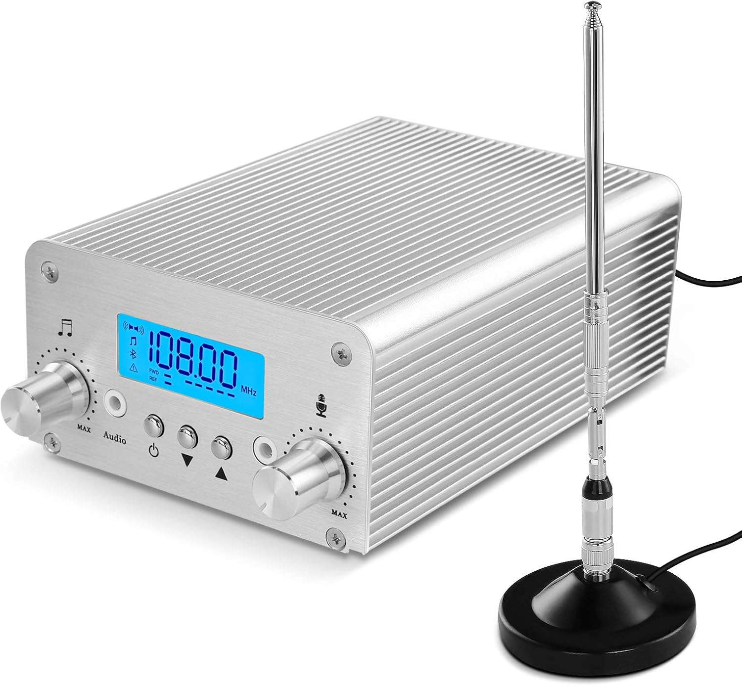 FM Transmitter for Church, APROTII 15W FM Broadcast Transmitter Long Range 1000m, Bluetooth MP3 Broadcast Radio Station 87~108MHz, FM Transmitter for Parking Lot Service, Outdoor Drive-in Movie: MP3 Players & Accessories
