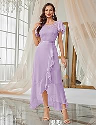 BeryLove Prom Dresses for Women Wedding Guest Ruffe