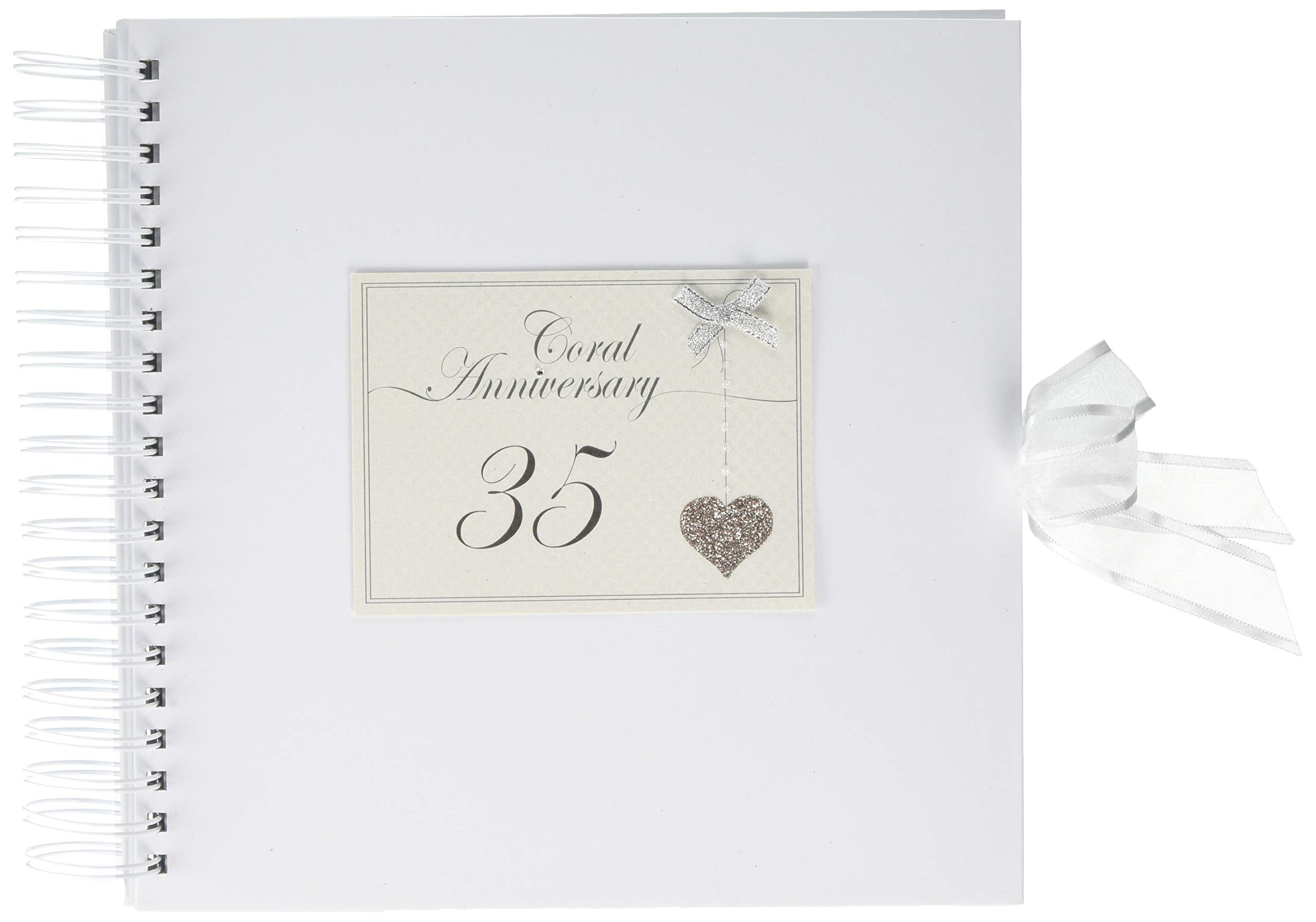 White Cotton Cards 35th Anniversary Sparkling Love Heart, Card & Memory Book (LLA35C)