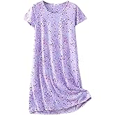 QUCH Nightgowns for women Cotton Womens Nightgown Short Sleeves Sleep Shirts Women's Sleepwear Print Pajama Night Shirts