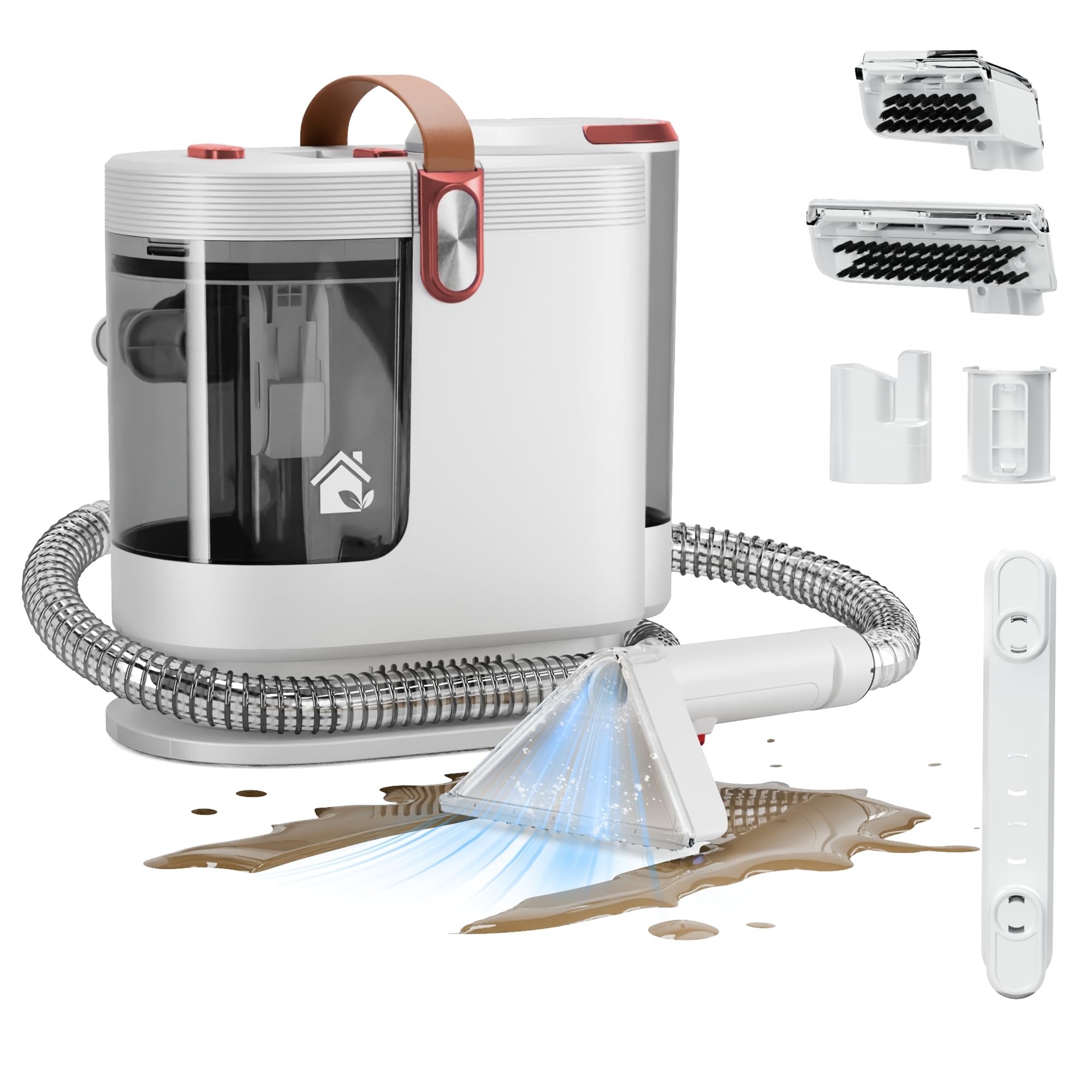 Photo 1 of WURESE Portable Upholstery and Carpet Cleaner Machine, 15Kpa Spot Cleaner Deep Cleans Pet Stains, Couch Cleaner with 3 Tools and Self-Cleaning System for Area Rugs, Furniture, Stair, Car, Red