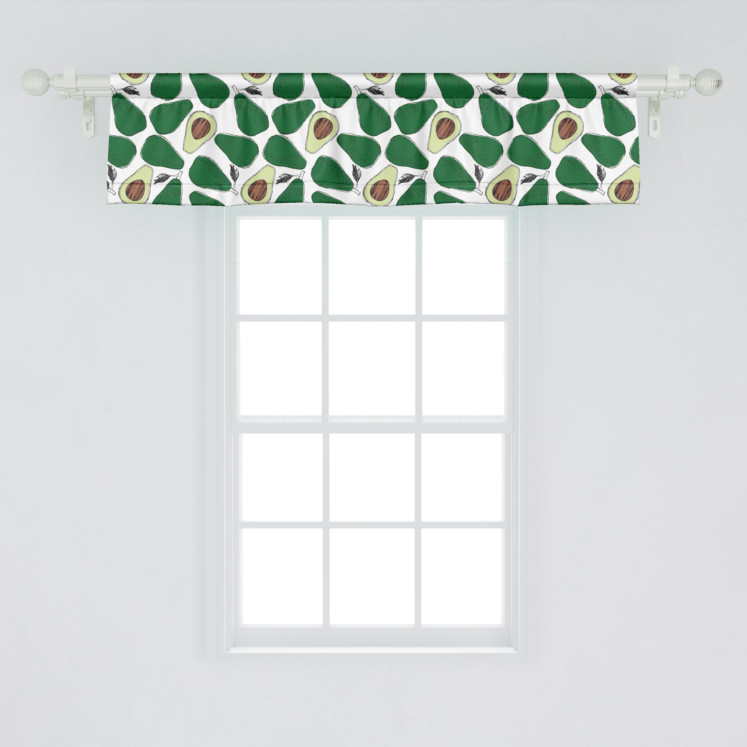Ambesonne Avocado Window Valance, Pattern with