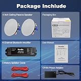 Herdio 4 Inch Ceiling Speakers Bluetooth Ready Flush Mount 160W Wall/Ceiling view 7