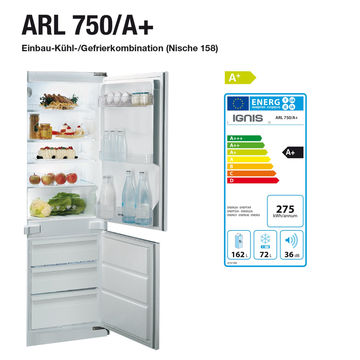 Ignis ARL 750/A + Instalación nevera y congelador Combinación con ...