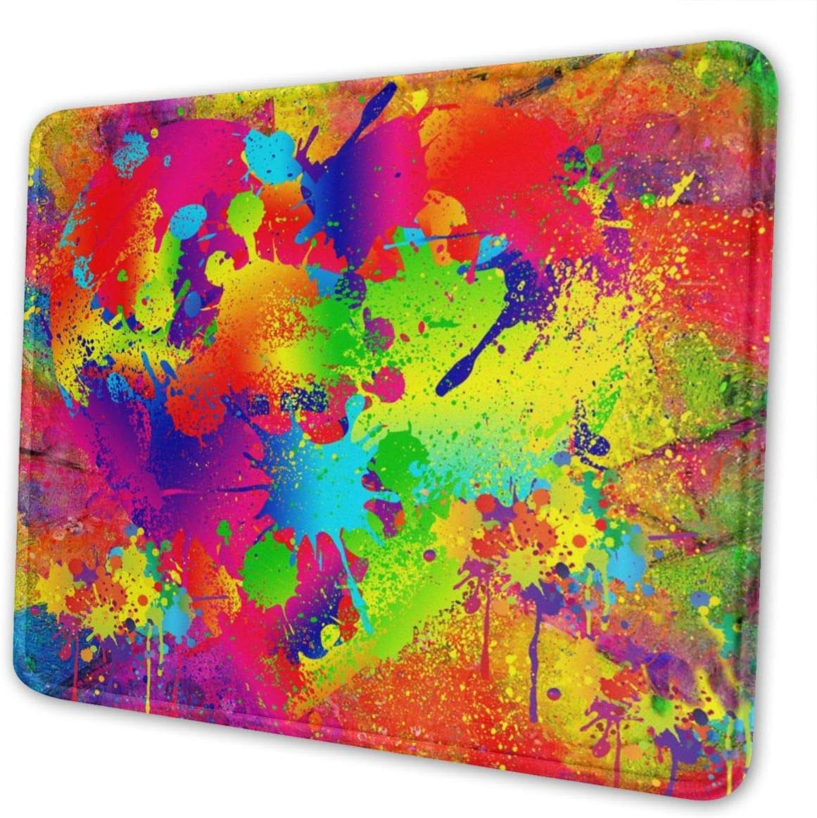 Mouse Pad with Stitched Edge Gaming Mouse Mat Non-Slip Rubber Base Mousepad for Laptop Computer Pc 10×12 Inches Splattered Paint