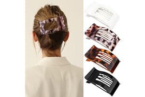 Velscrun Flat Hair Clips for Women Girls, Matte Lay Flat Claw Clips, Strong Hold Large Side Hair Clip All Hair Types, French Duck Billed Hair Jaw Claw Clip, Non Slip Grip for Daily Styling Tortoise