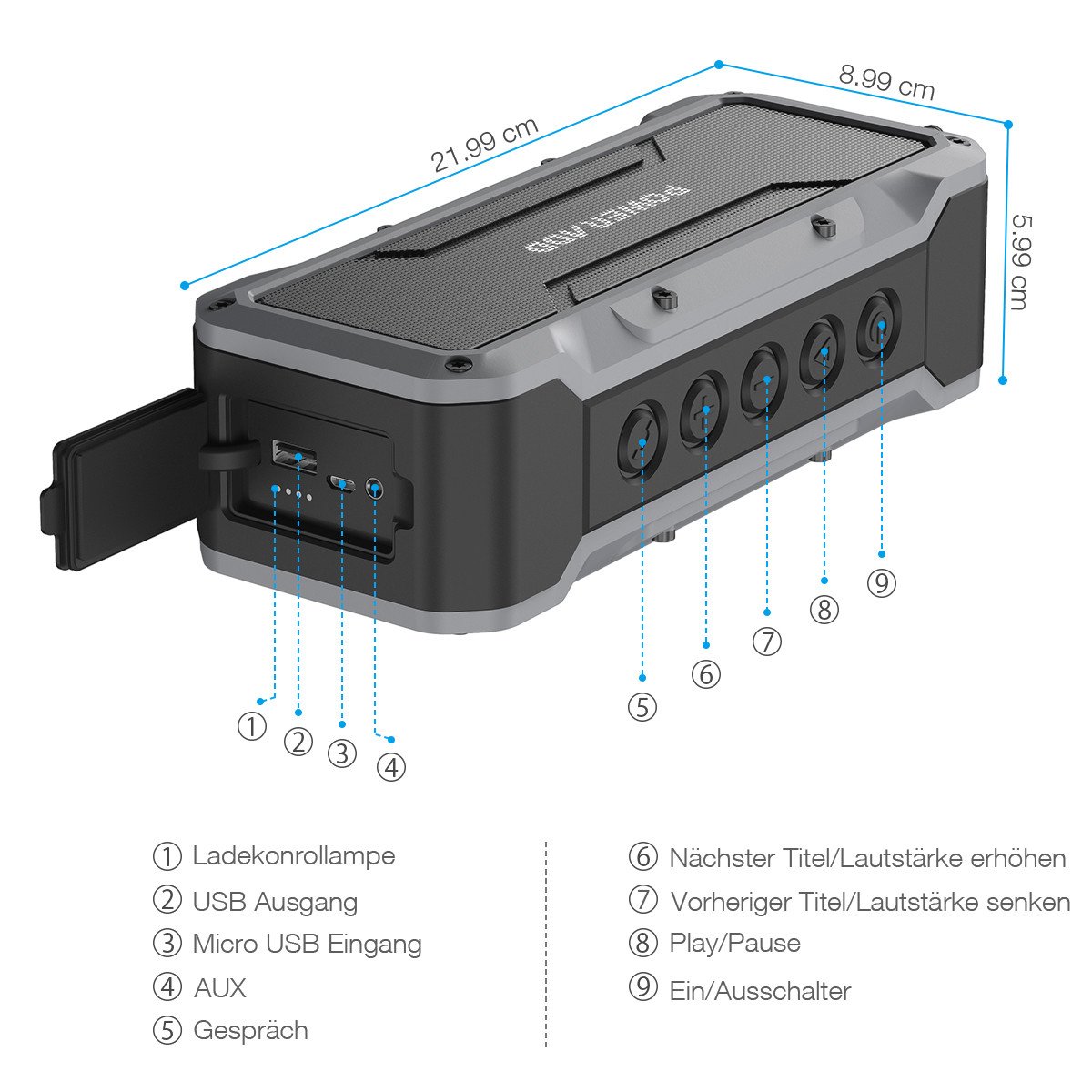 Poweradd Musicfly Bluetooth 4.2 Wasserdicht IPX7 Lautsprecher