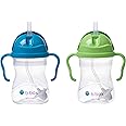 b.box Sippy Cup with Weighted Straw (2-Pack). Leak Proof, Easy Grip. BPA Free & Dishwasher Safe. Ideal for Babies 6m+ to Toddlers (cobalt + apple, 8oz)