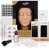 LASHVIEW Lash Extension Kit, Eyelash Extension Kit,Professional Eyelash Mannequin Head Kit with 4pc Removable Eyelids, Lash Kit for Eyelash Extensions Beginners,Training Makeup and Eyelash Graft