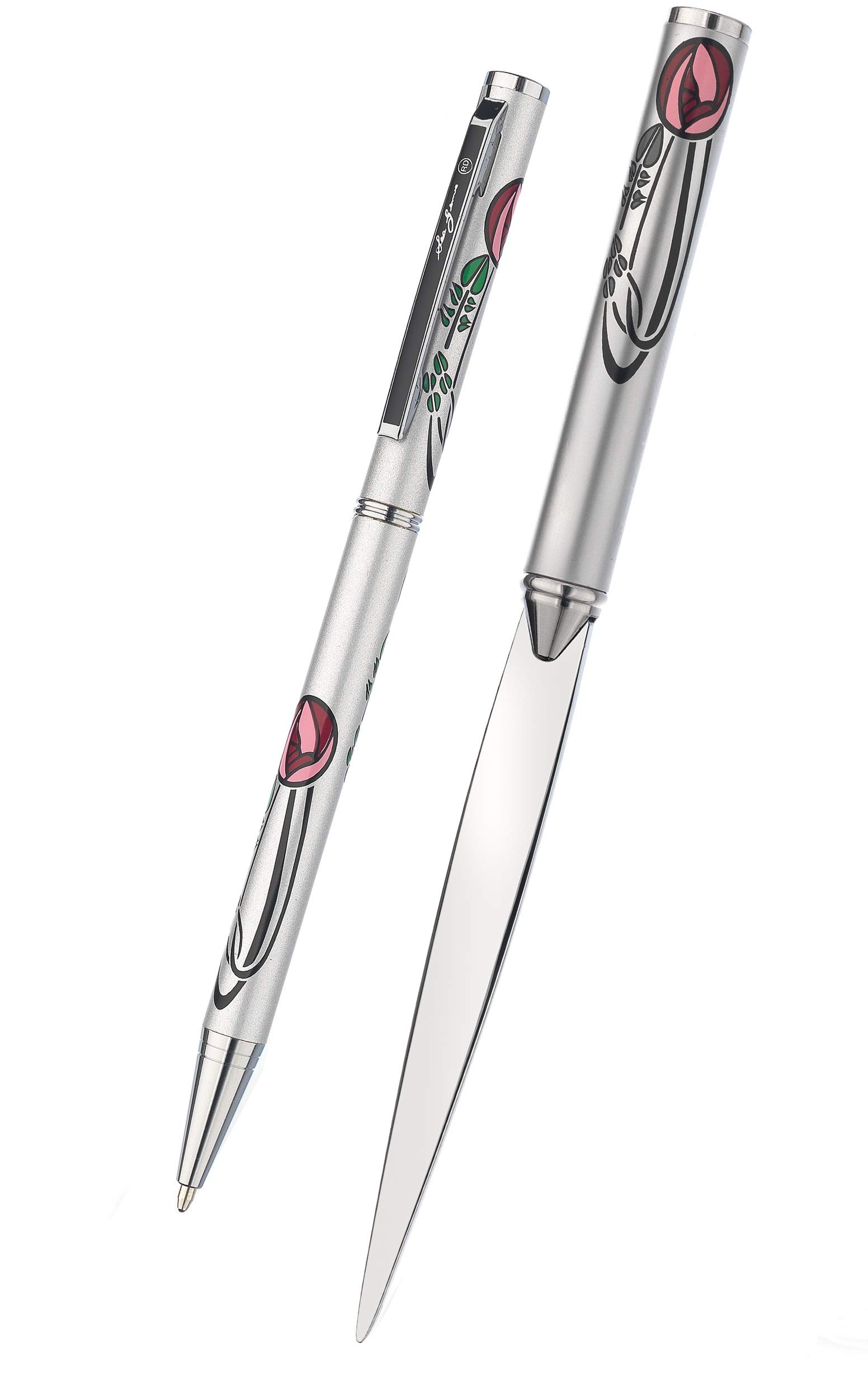 Pen & Letter Opener Set with Mackintosh Rose & Leaf Design Comes Gift Boxed