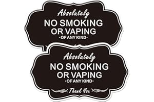 Absolutely No Smoking Vaping of Any Kind Signs,(2 Pack) RAMIEYOO Designer Acrylic Smoke Free Signs,Double Sided Tape,Easy Installation,Great for Home,Buiness,Indoor/Outdoor Use (BLACK)