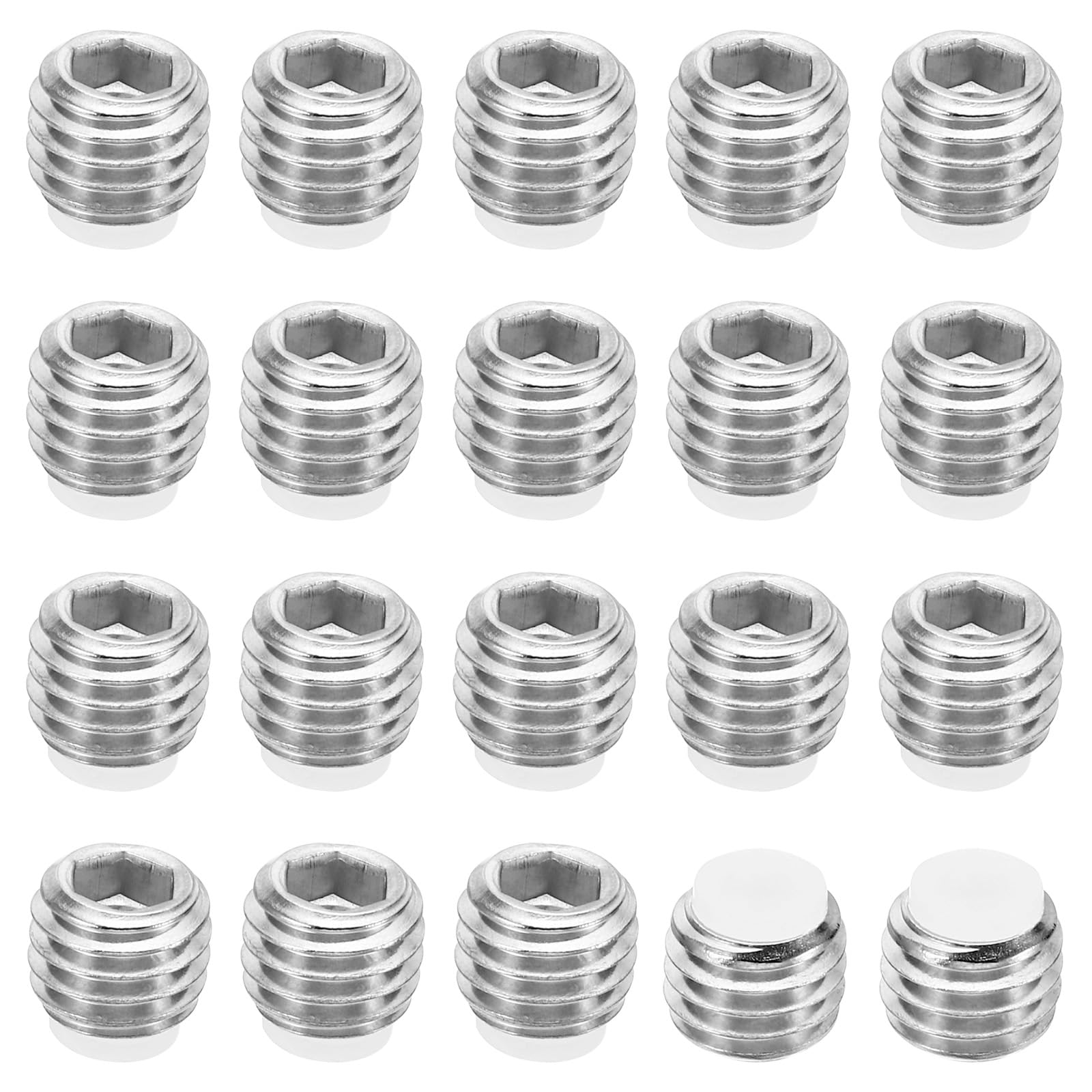 PATIKIL M10x8mm Nylon Tip Grub Screw, 20 Pack Metric Hex Socket Head Cup Point Anti Slip Set Screws Internal Hex Drive Hardware, 304 Stainless Steel