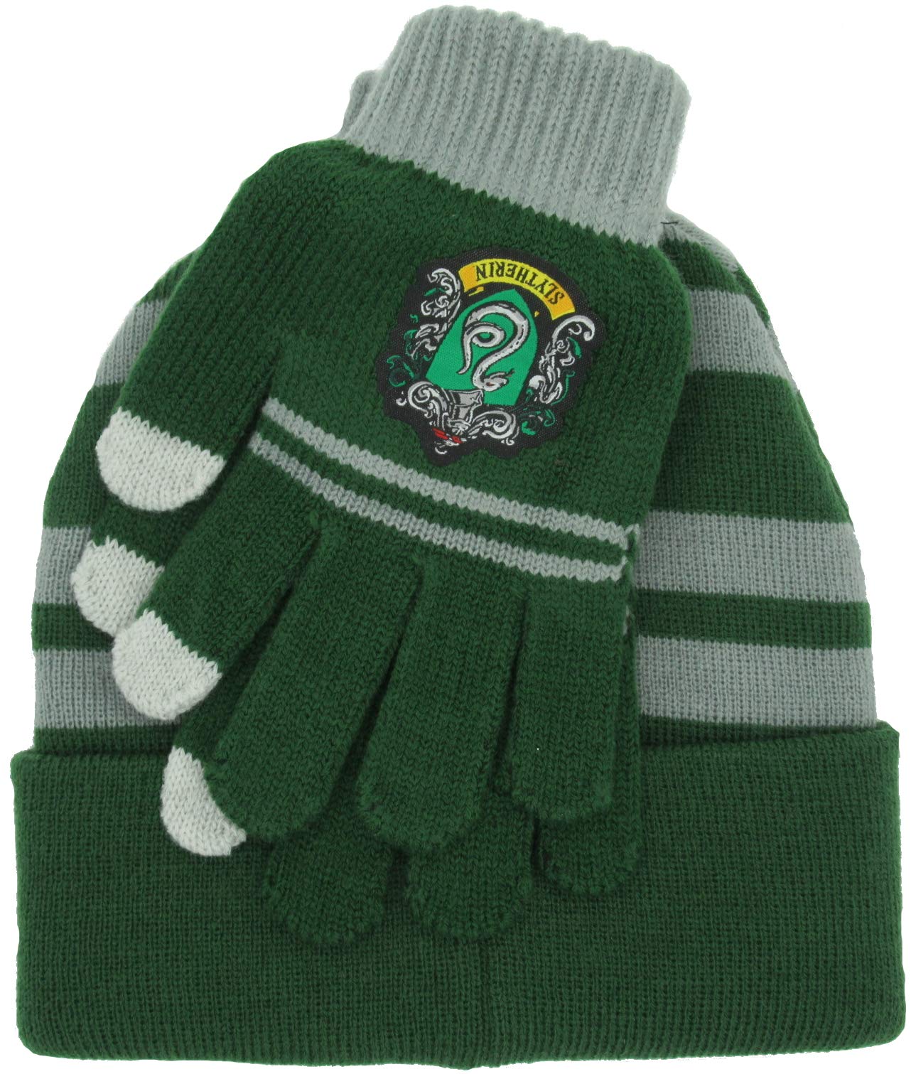 Harry Potter Complete HAT and GLOVES Adult Size House of SLYTHERIN Original 100% Official Draco Malfoy School of Magic Hogwarts